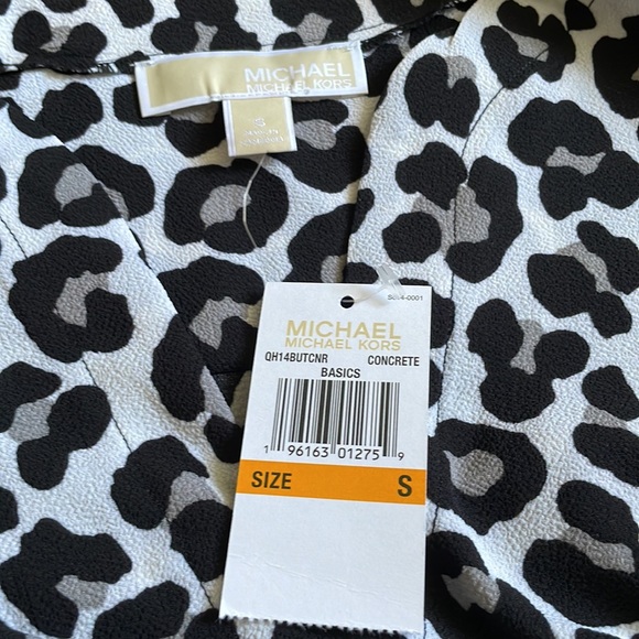 Michael Kors Basics Leopard Print Blouse Black/Grey/White S - Picture 12 of 12